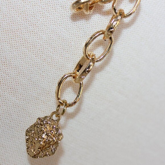 Lion of Judah Yeshua Aslan Chain Link Gold Tone Belt 44" Tribe of Israel Chunky - Picture 3 of 7